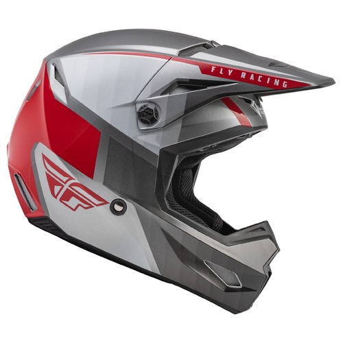 FLY Racing Kinetic Helmet Drift Charcoal/Light Grey/Red