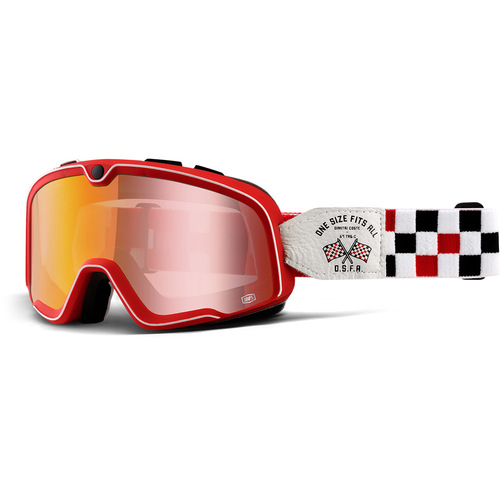 100% Barstow Classic Goggles OSFA-2 Spray with Mirror Red Lens