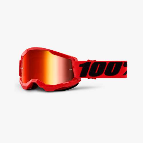100% Strata2 Goggle Red with Mirror Red Lens