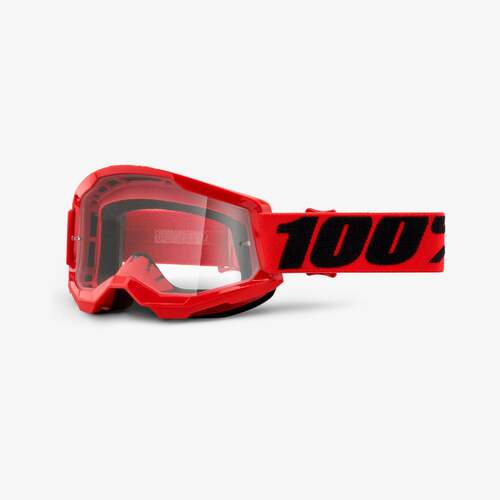 100% Strata2 Youth Goggle Red with Clear Lens