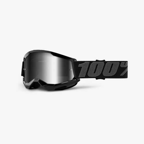 100% Strata2 Youth Goggle Black with Mirror Silver Lens